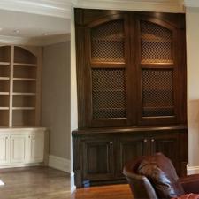 Before and after Built in cabinet wood glaze finish